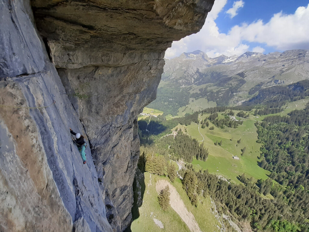 Climbing in the Melchsee Frutt on the blau chäfer