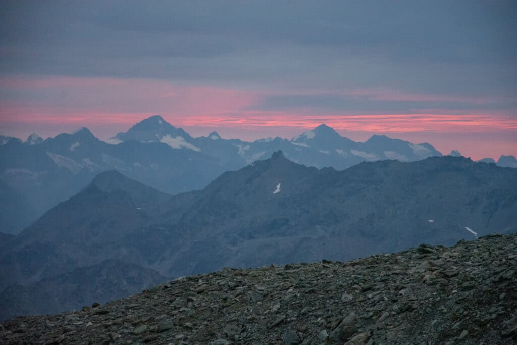 Sunrise on the ascent from the Bishorn