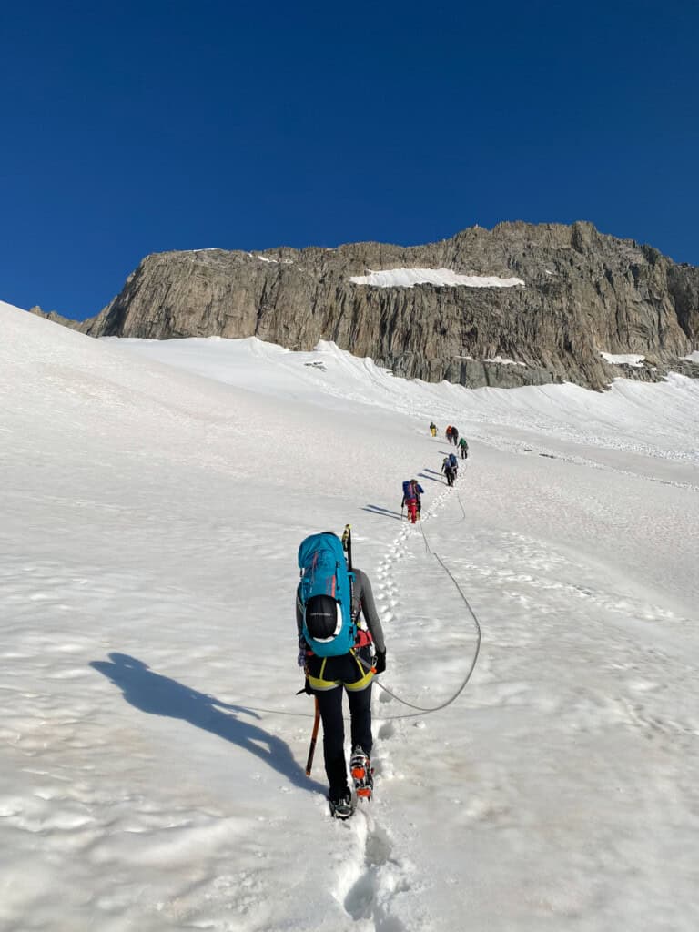 Ascent on the glacier to the Gross Diamantstock