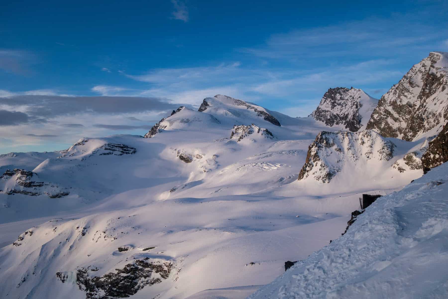 Ski tour from Saas Fee, view of the Strahlhorn