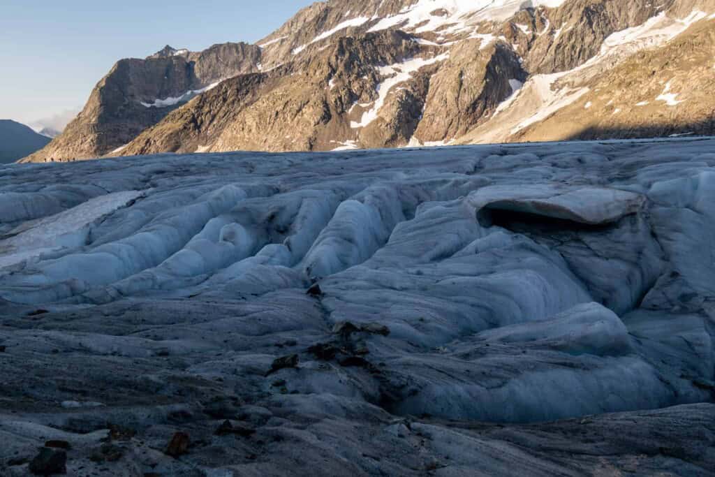 The crevasses on the Aletsch Glacier