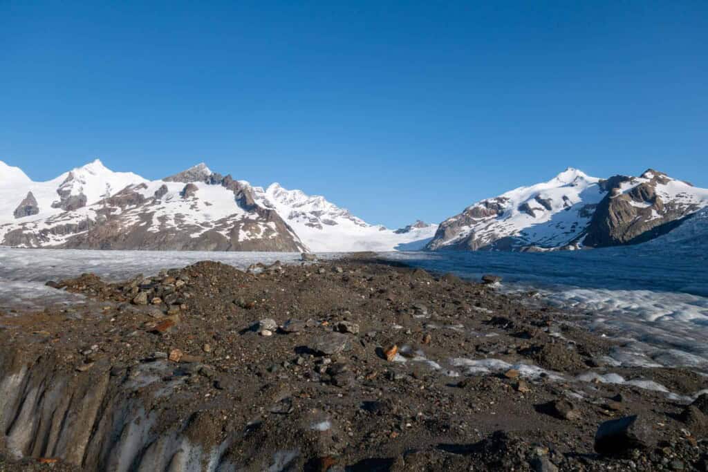 On the medial moraine on the Aletsch Glacier