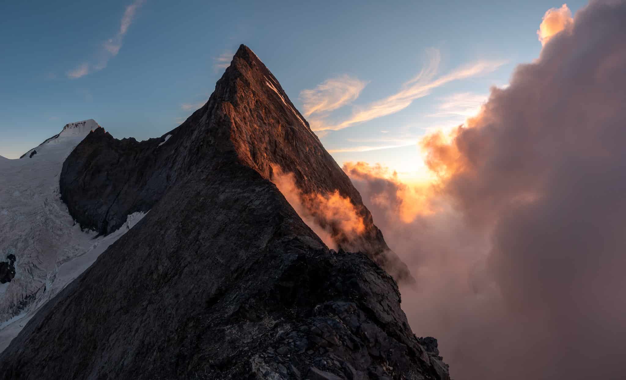 Sunset at the Mittellegi Hut on the Eiger