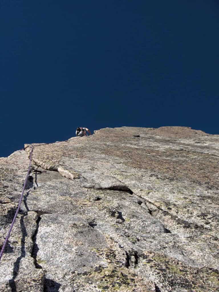 In the crack pitch on the Salbit south ridge