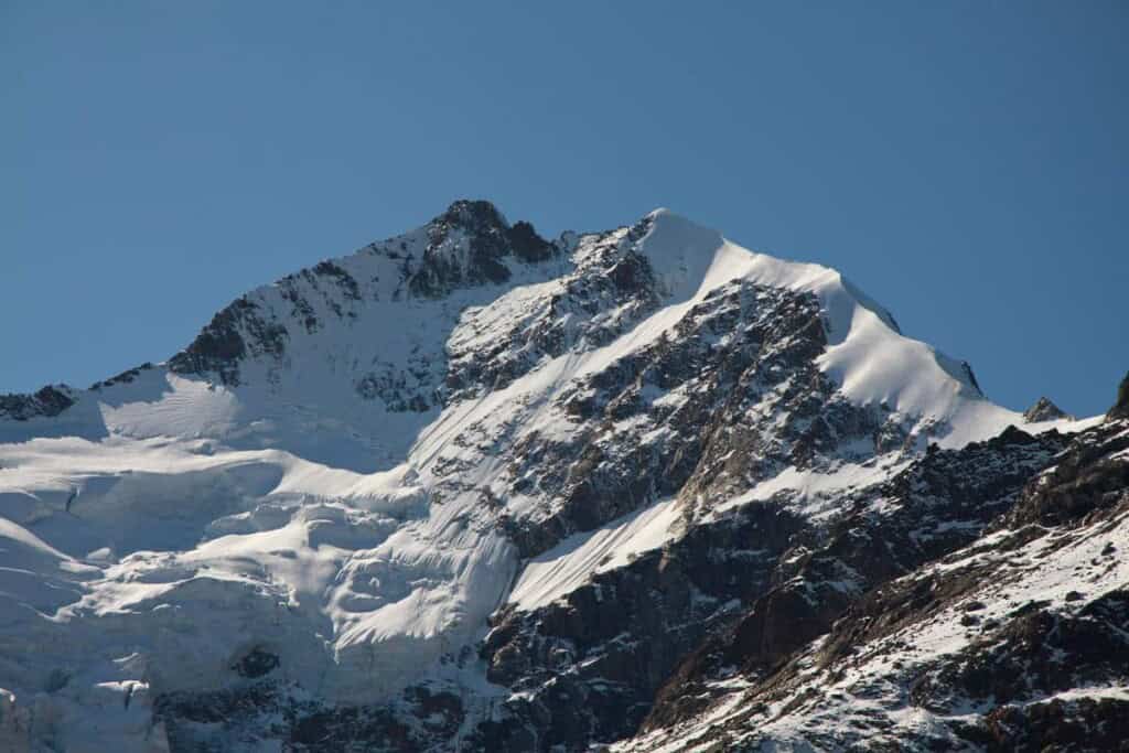 Piz Bernina and Biancograt in profile