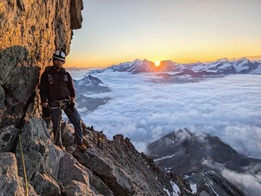 Sunrise on the ascent to the Matterhorn