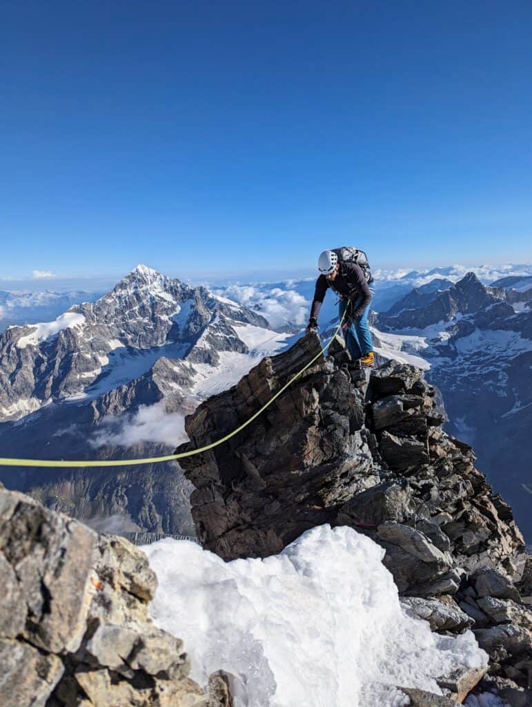 Climbing on the shoulder of the Matterhorn