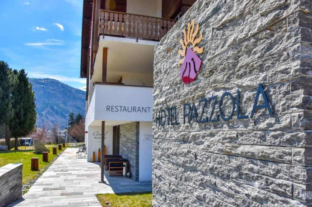 Exterior view of the Hotel Pazzola in Disentis