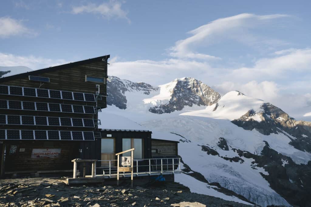 Rifugio Quintino Sella with the Lyskam in the background