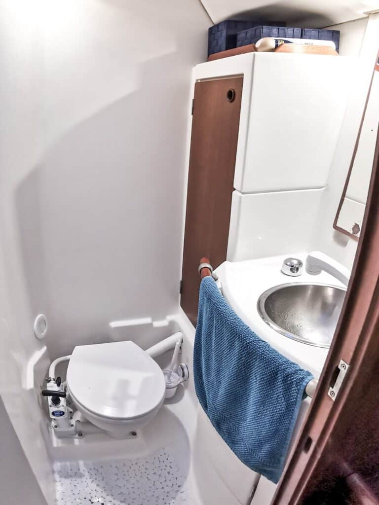 Wet room with WC, washbasin and shower