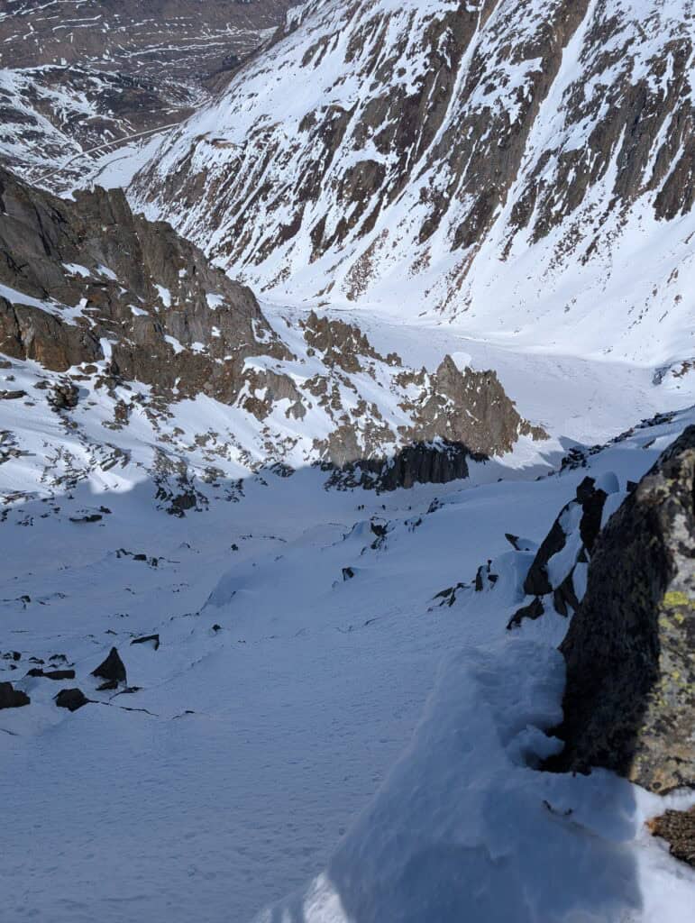 View from above into the Blauberg Couloirs