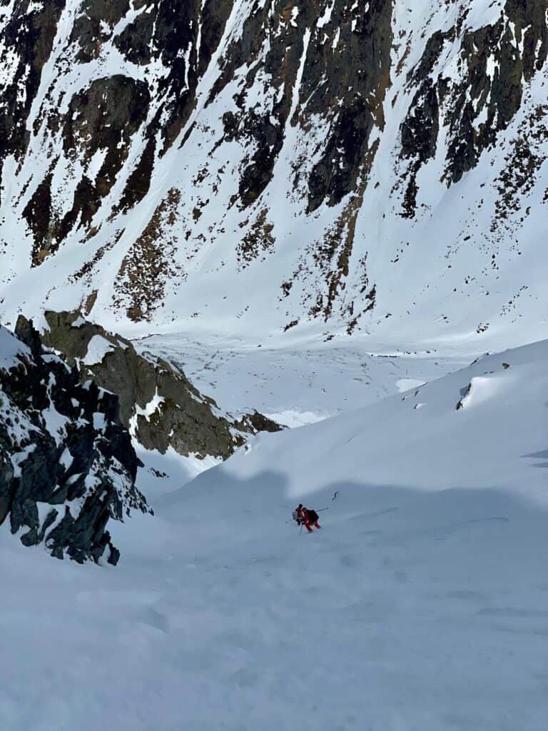 Skier in the Blauberg Couloir